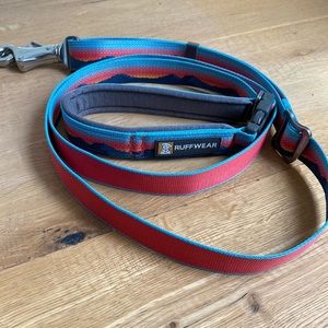 Ruffwear collar leash combo in medium. Pink blue and yellow.